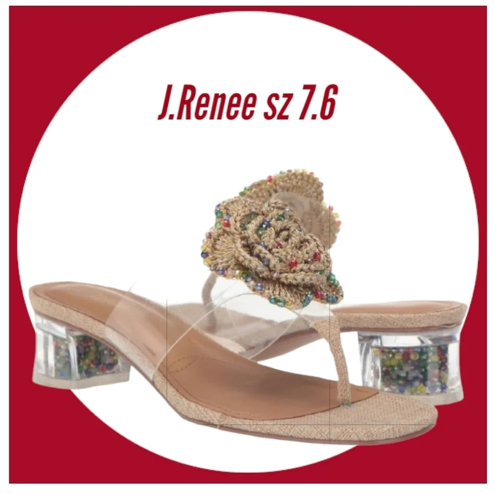 J.Renee Abriana Tan Clear Vinyl Heel Sandals 7.5